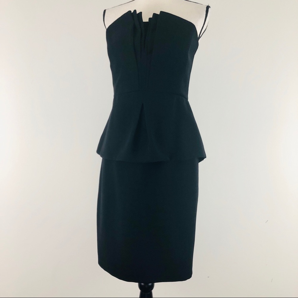 Joseph Ribkoff Strapless LBD Dress Peplum Pleated